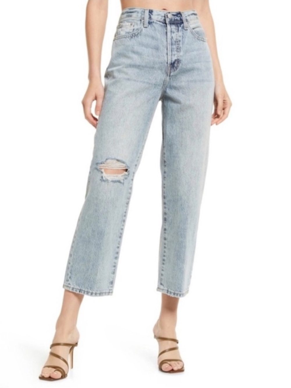 Pistola Cassie High Rise Distressed Straight Jeans 24